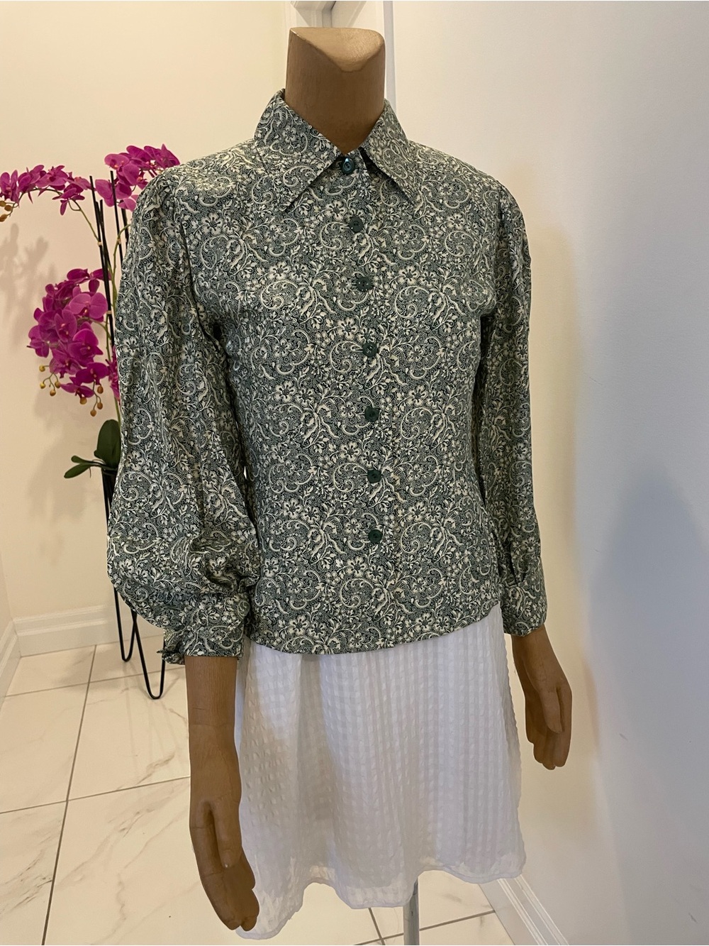 Christian Dior Apparel in a green paisley print